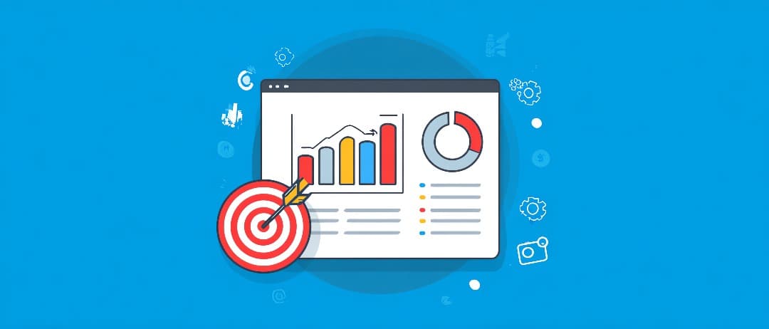 Illustration of reporting charts and a business target